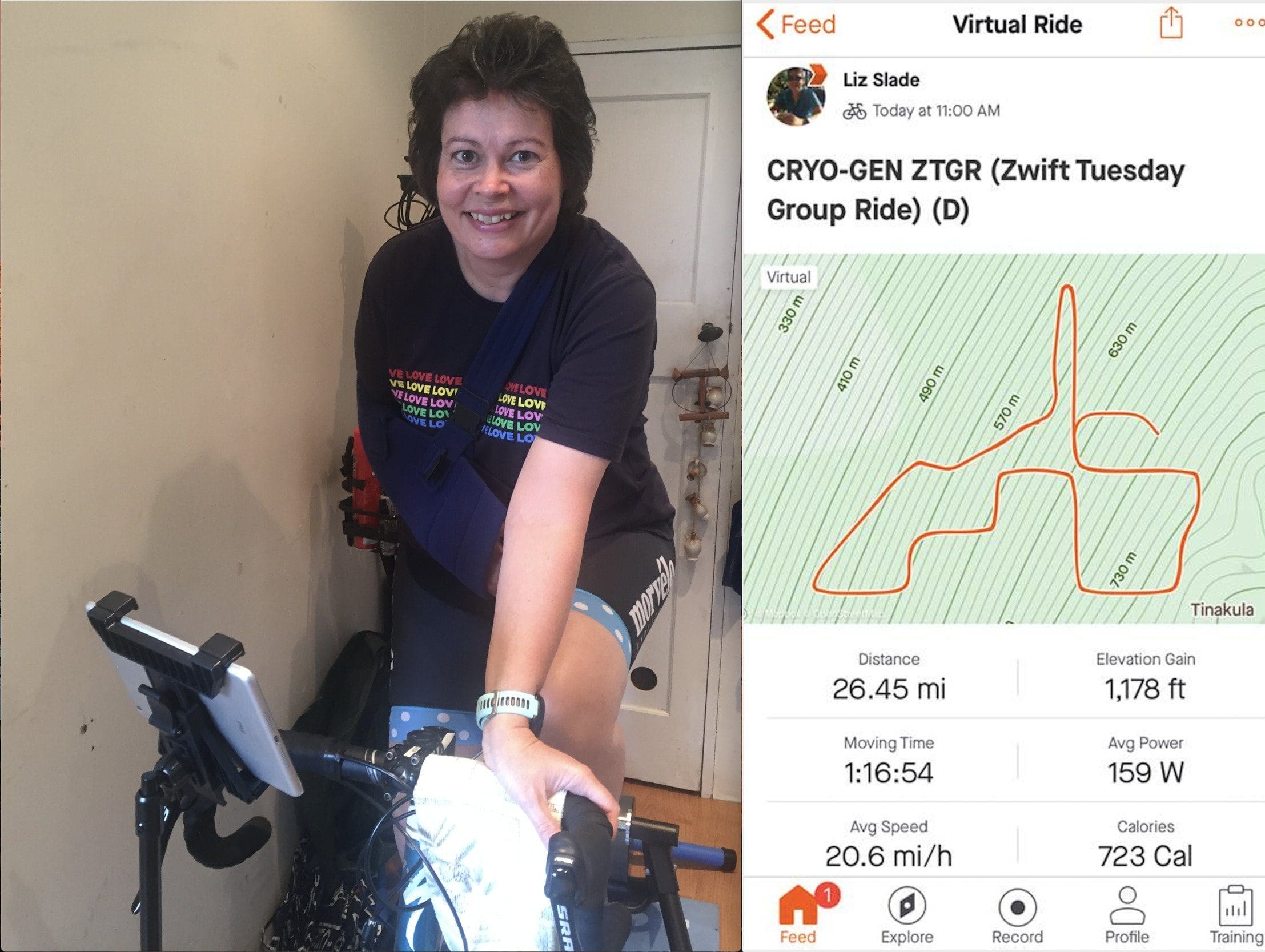 Liz Slade's virtual Nello ride