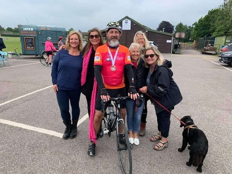 Phil Bailey and family at the finish