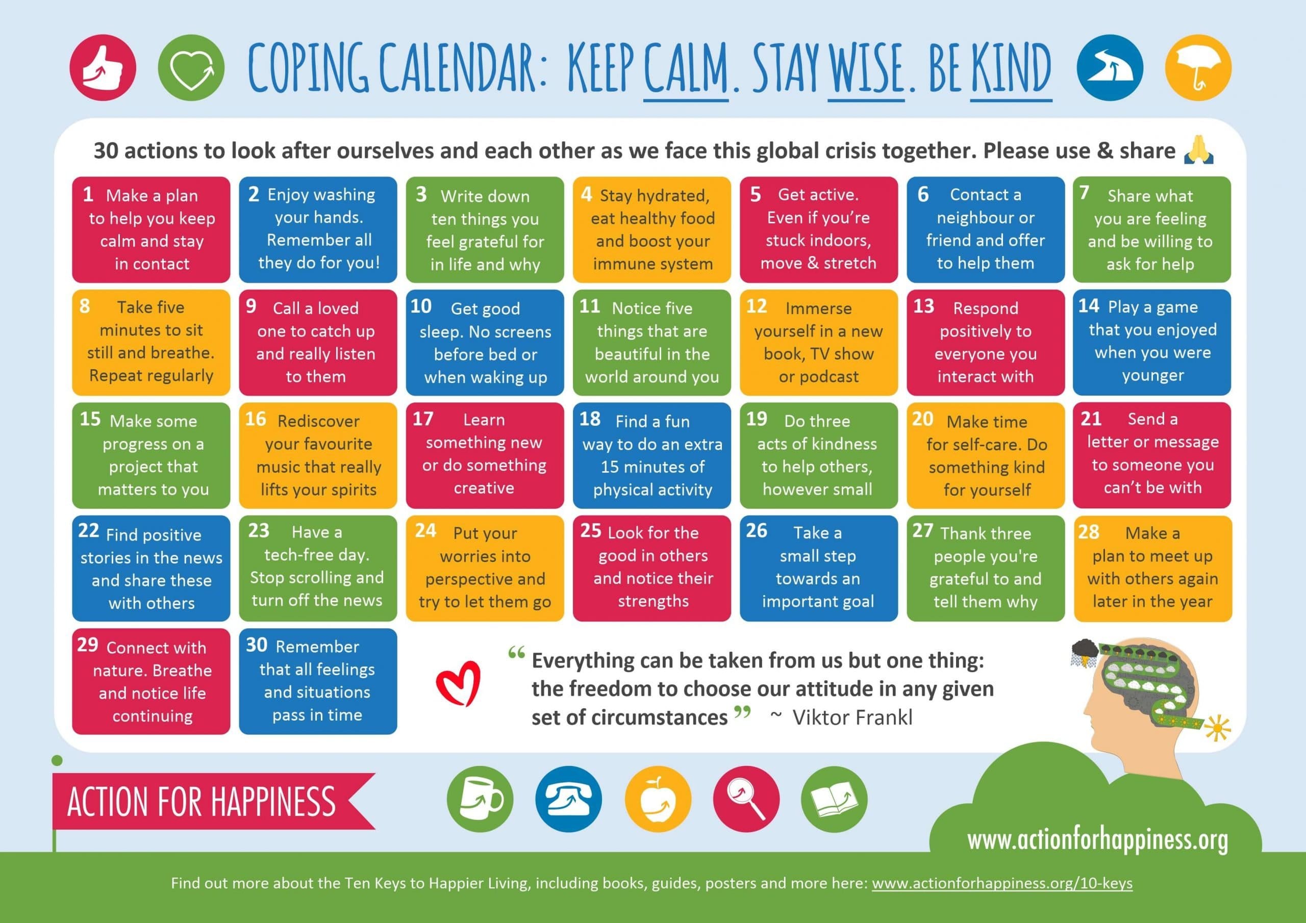 A coping calendar for keeping calm