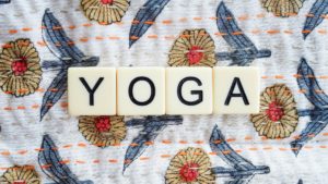 tiles spelling out the word yoga