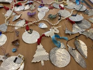 A selection of recycled decorations