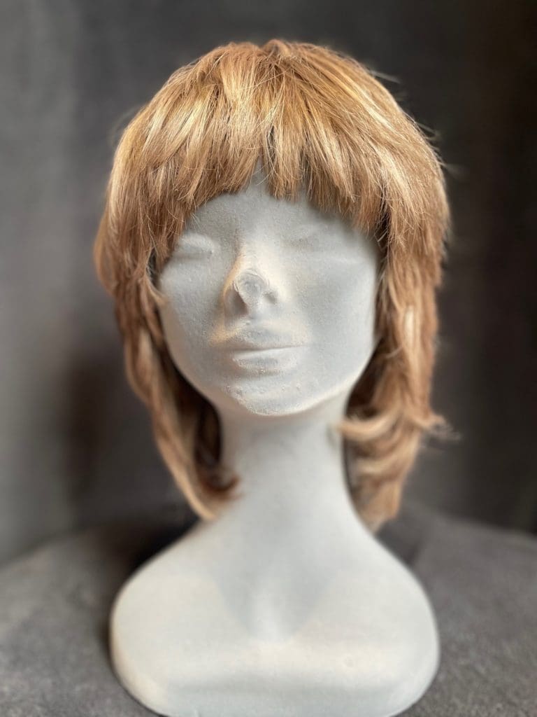 Dark blonde with a basic wig cap 032