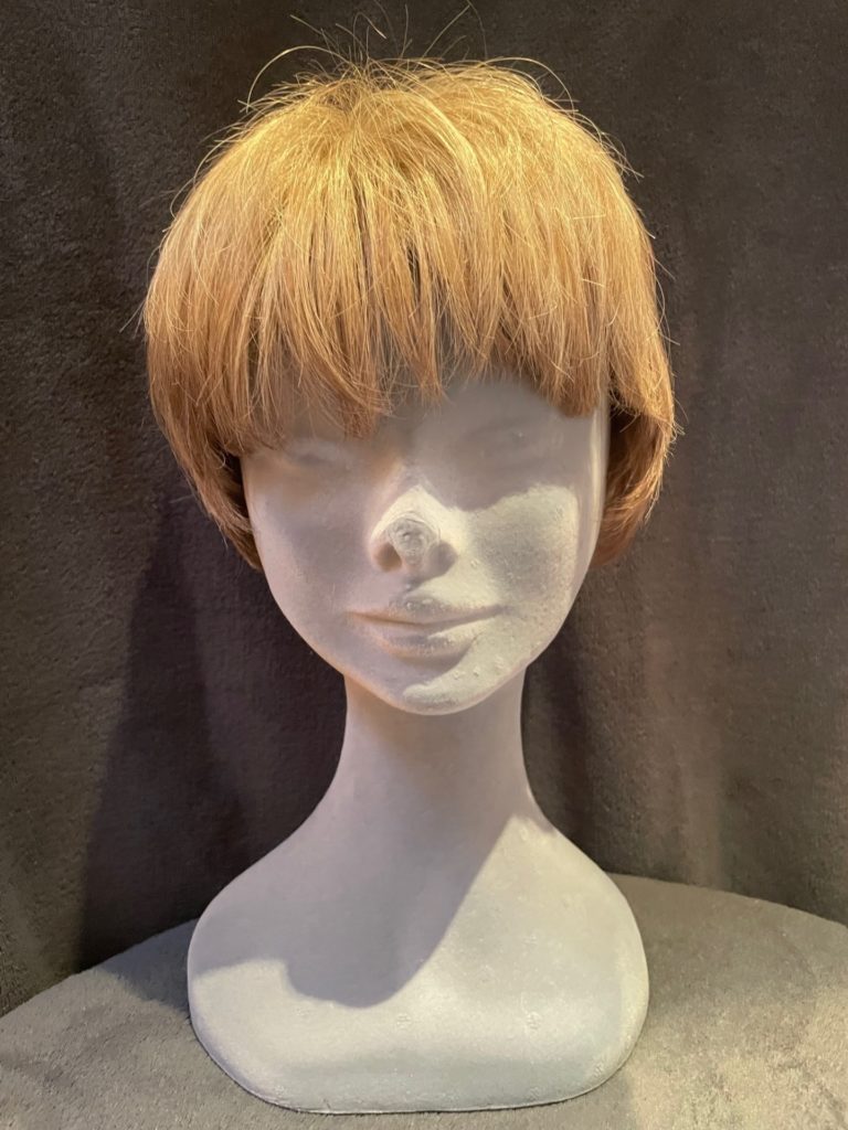 Brown wig with a basic wig cap