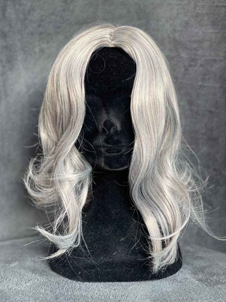 Grey with a basic wig cap