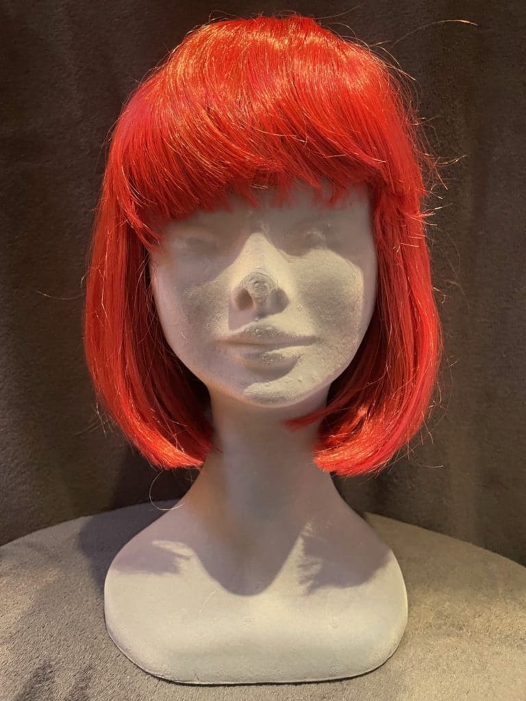 Bright red with a basic wig cap 106