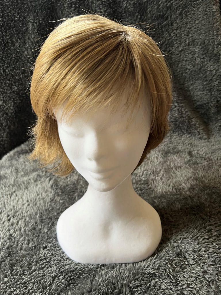 Blonde with a memory wig cap
