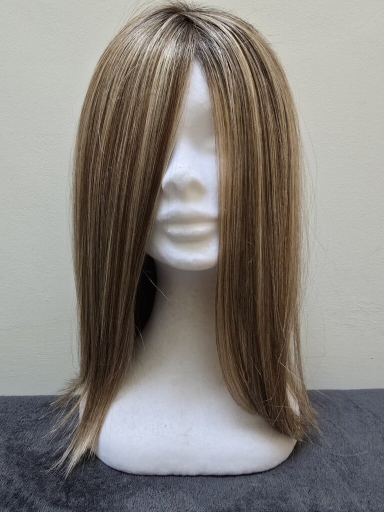 Blonde with a basic cap with monofilament front Wig No 459